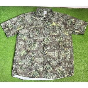 Y2K Camo Fishing Shirt XL OG Camoflauge Brush Snake Skin EUC Outdoor Button Up